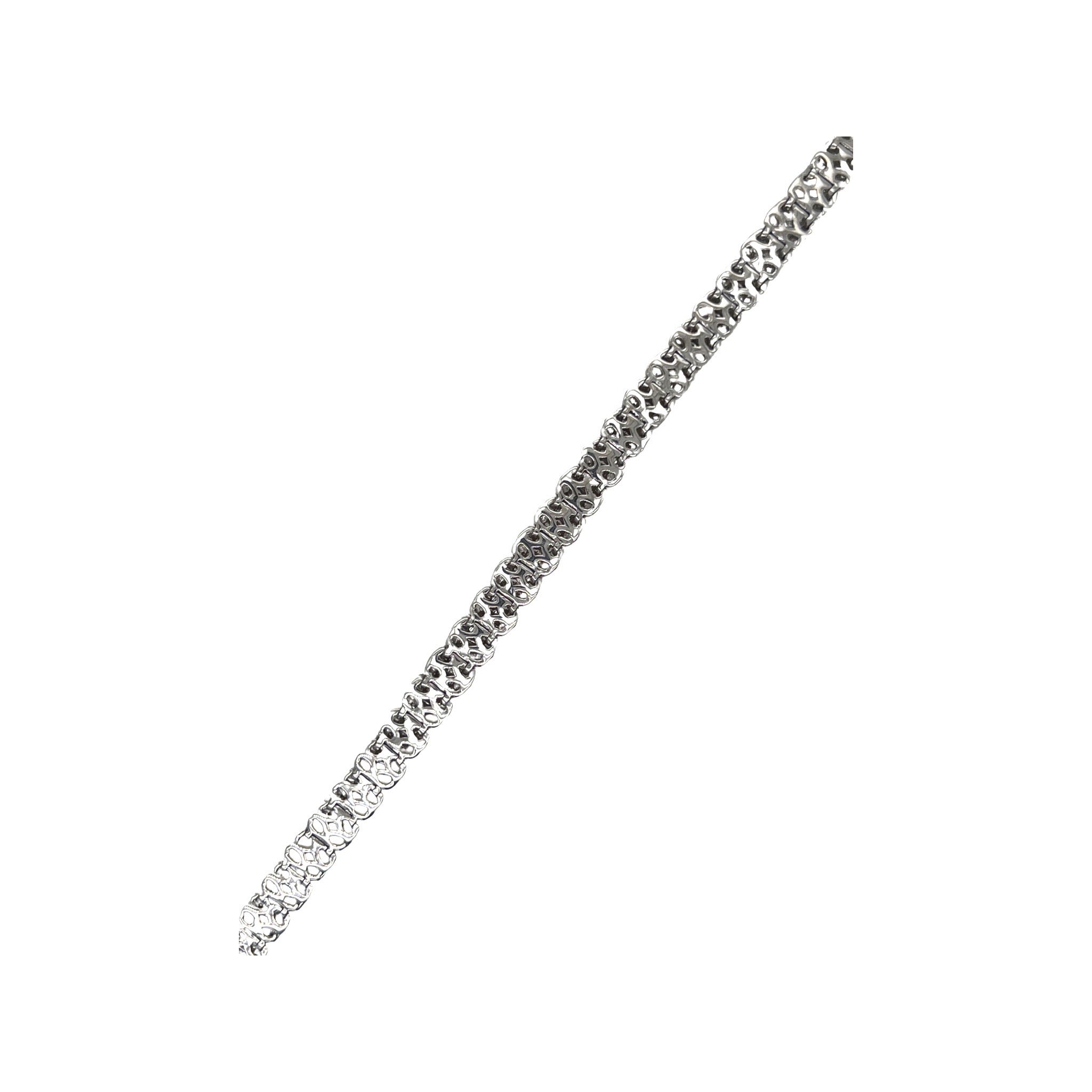 14K White Gold 6.5MM Tennis Baguette Diamond Bracelet 10.0 CT 8"