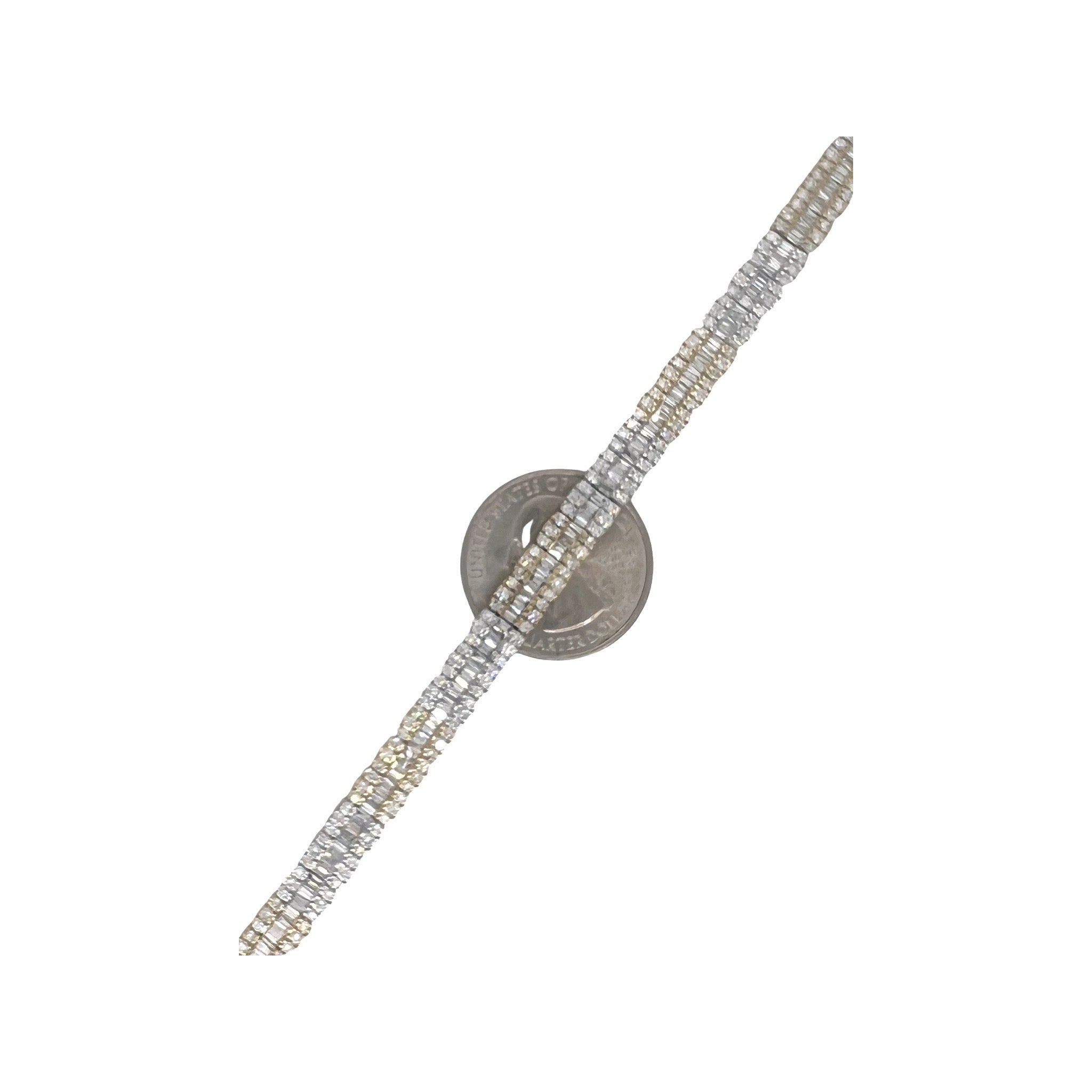 10K Two-Tone Gold 6.5MM Tennis Baguette Diamond Bracelet 5.37 CT 8"