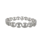 10K White Gold 10MM C-Link Baguette Diamond Bracelet 6.99 CT 7.5"