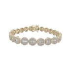 10K Yellow Gold 9MM Round Link Tennis Baguette Diamond Bracelet 6.94 CT 8.5"