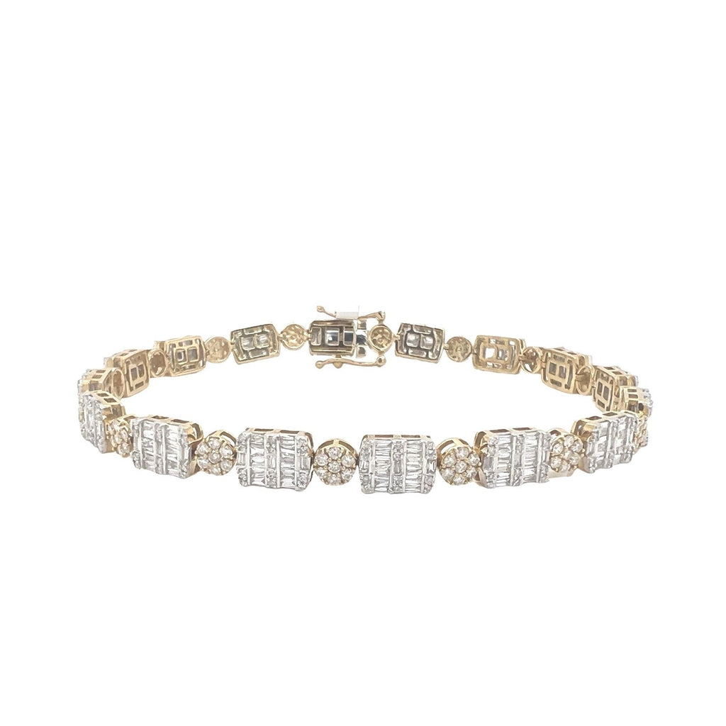 10K Two-Tone Gold 6MM Tennis Baguette Diamond Bracelet 5.37 CT 8.75"
