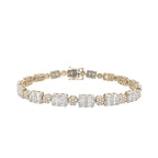 10K Two-Tone Gold 6MM Tennis Baguette Diamond Bracelet 5.37 CT 8.75"