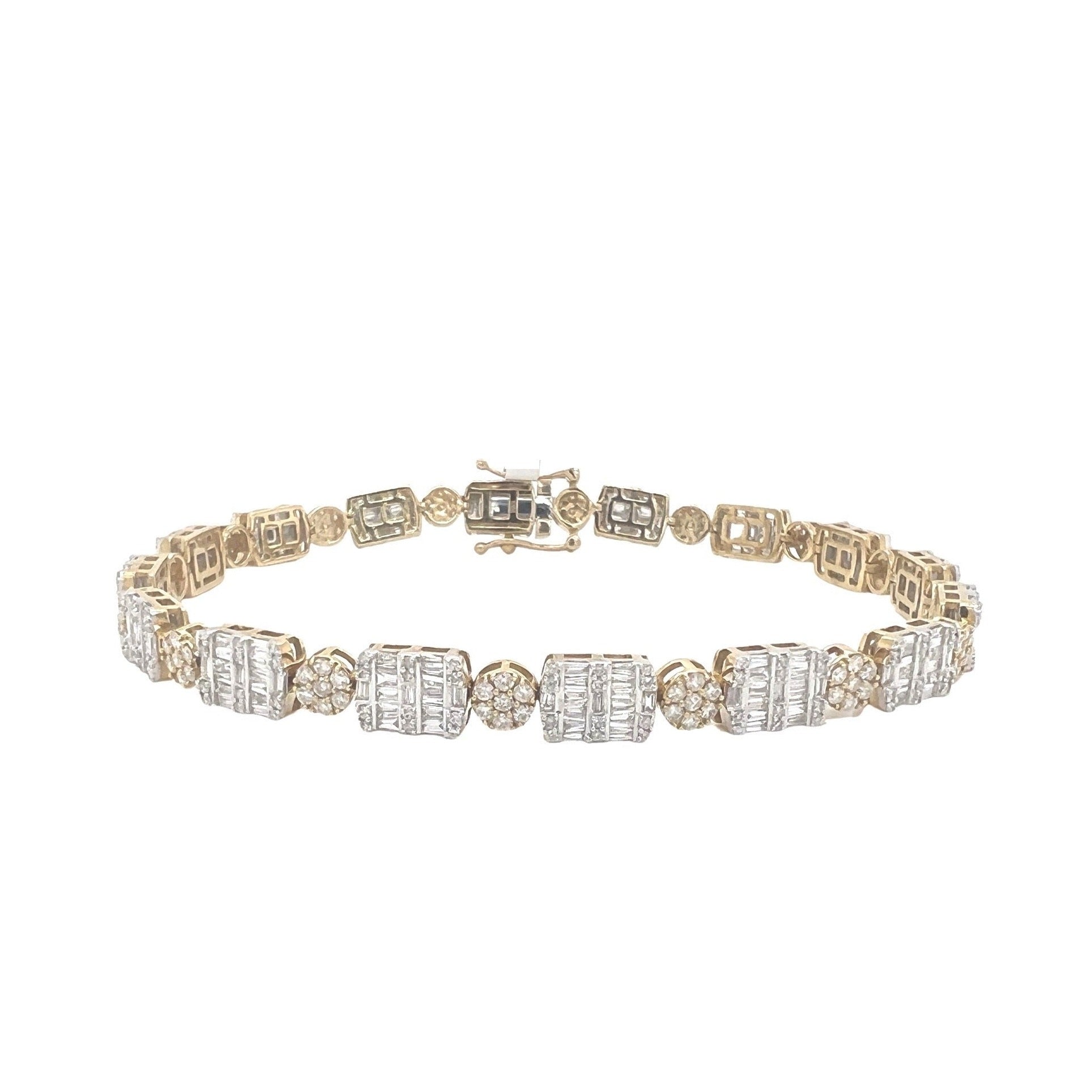 10K Two-Tone Gold 6MM Tennis Baguette Diamond Bracelet 5.37 CT 8.75"