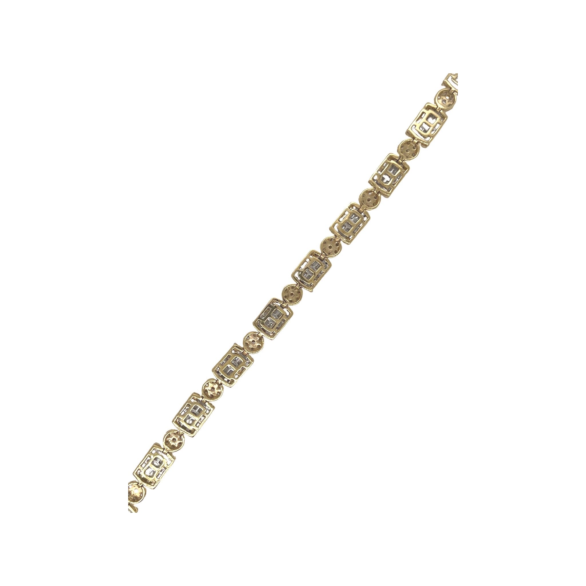 10K Two-Tone Gold 6MM Tennis Baguette Diamond Bracelet 5.37 CT 8.75"