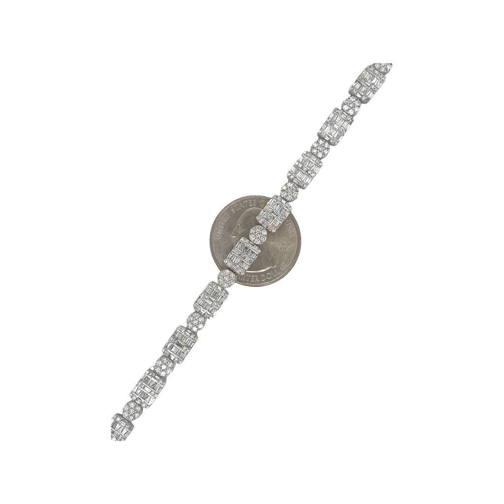 10K White Gold 6MM Tennis Baguette Diamond Bracelet 4.86 CT