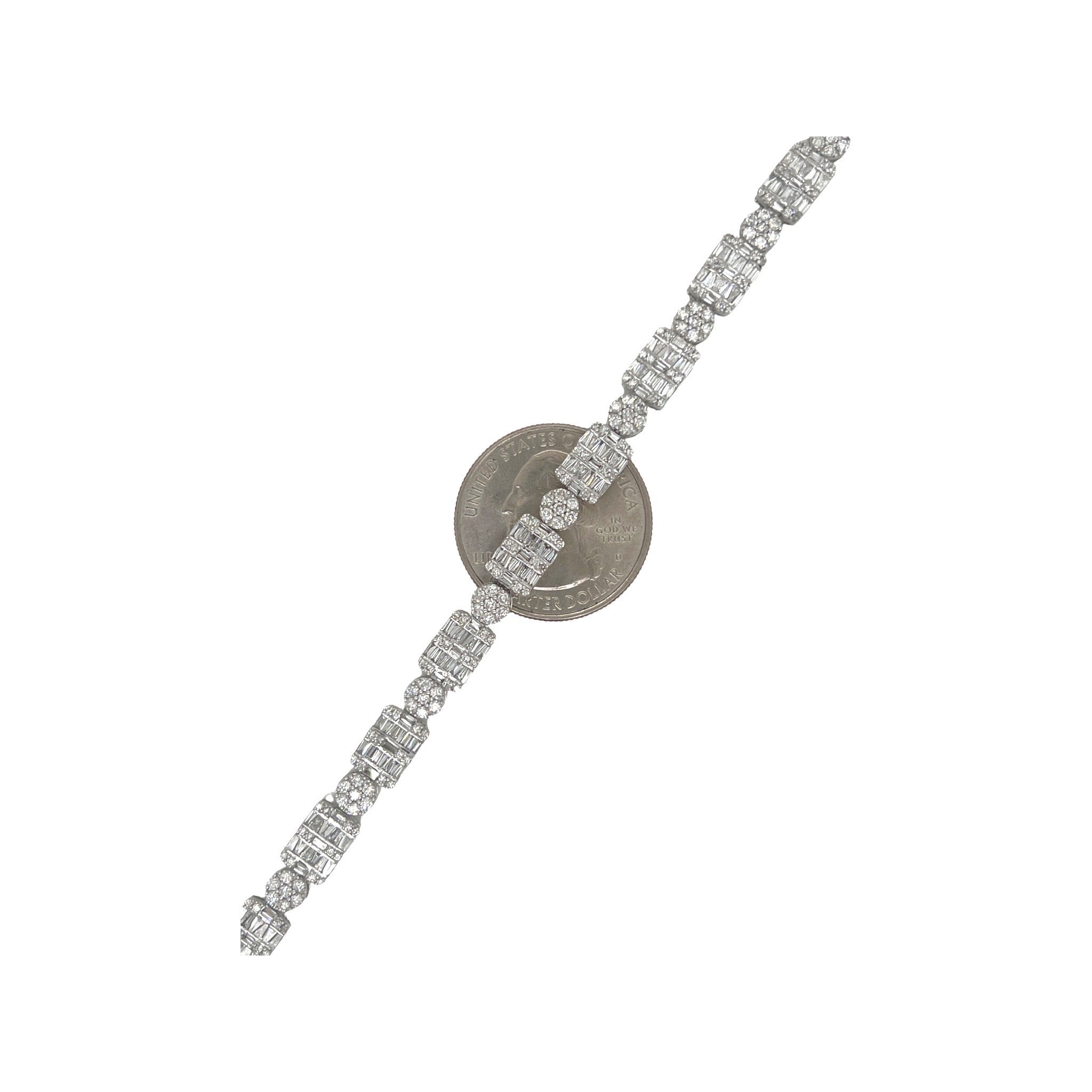 10K White Gold 6MM Tennis Baguette Diamond Bracelet 4.86 CT