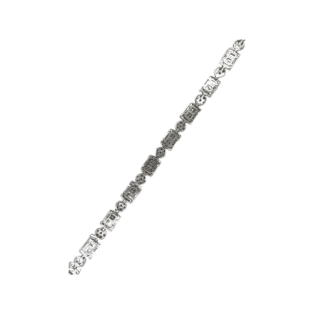 10K White Gold 6MM Tennis Baguette Diamond Bracelet 4.86 CT