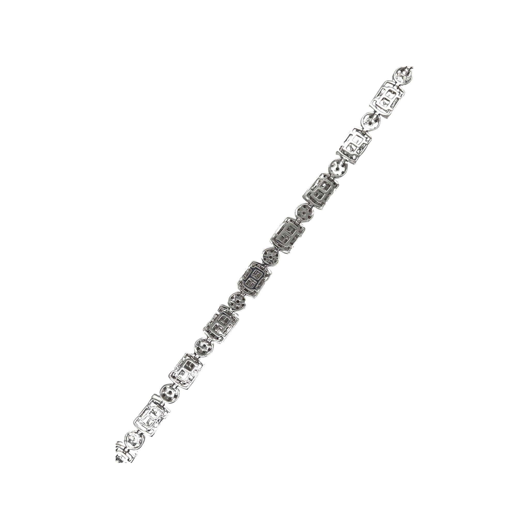 10K White Gold 6MM Tennis Baguette Diamond Bracelet 4.86 CT