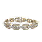 10K Yellow Gold 12MM Designer Mariner VS Baguette Diamond Bracelet 8.52 CT 8.5"
