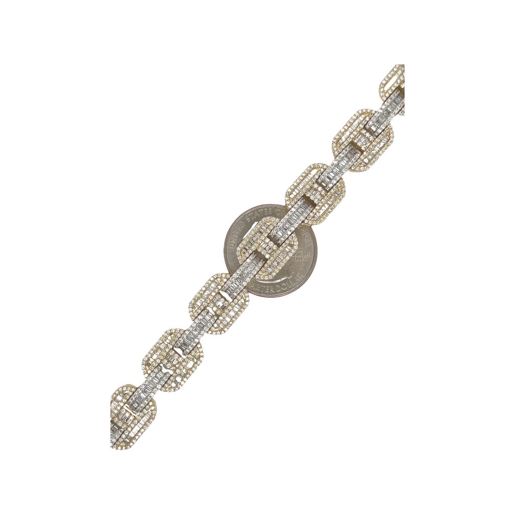 10K Yellow Gold 12MM Designer Mariner VS Baguette Diamond Bracelet 8.52 CT 8.5"