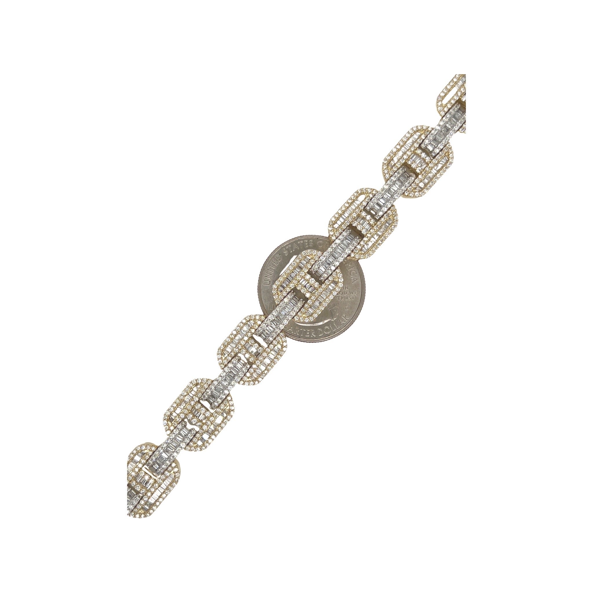 10K Yellow Gold 12MM Designer Mariner VS Baguette Diamond Bracelet 8.52 CT 8.5"
