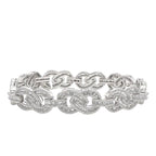 10K White Gold 12MM Designer Infinity Link Baguette Diamond Bracelet 7.99 CT 7.75"