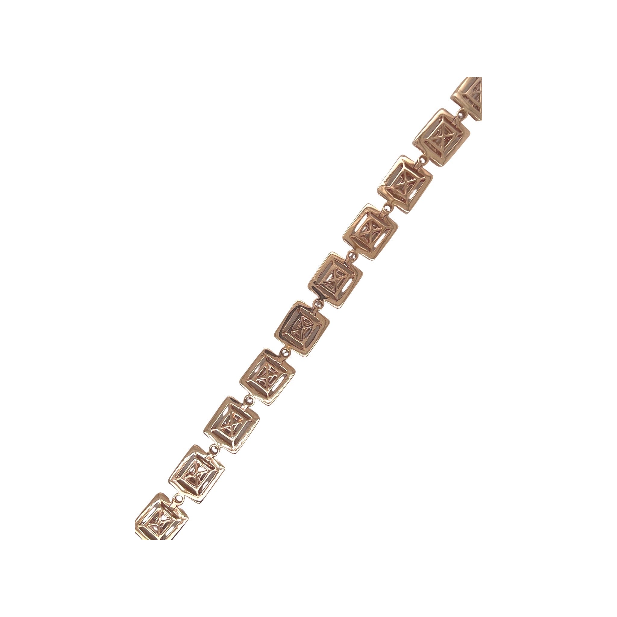 10K Rose Gold 9MM Square Link Tennis Baguette Diamond Bracelet 6.01 CT 8.5"
