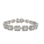 10K White Gold 9MM Square Link Tennis Baguette Diamond Bracelet 5.86 CT 8.5"