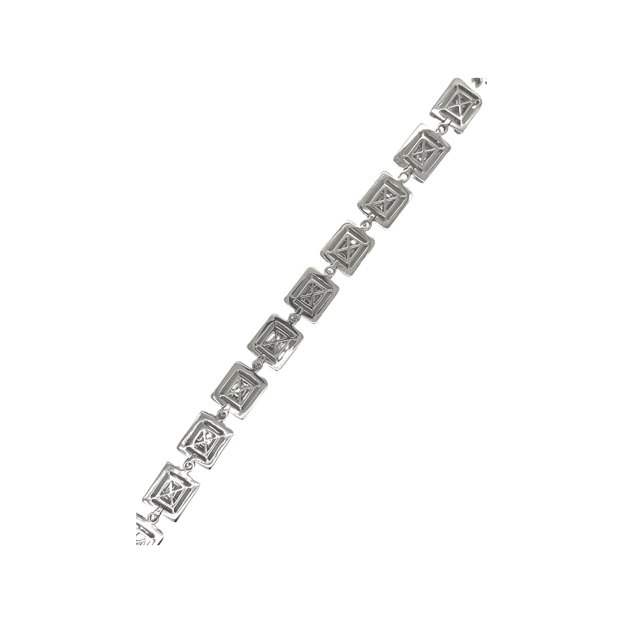 10K White Gold 9MM Square Link Tennis Baguette Diamond Bracelet 5.86 CT 8.5"