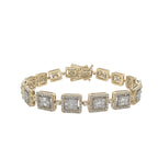 10K Yellow Gold 9MM Square Link Tennis Baguette Diamond Bracelet 6.29 CT 8.5"