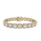 10K Yellow Gold 10MM Square Link Tennis Baguette Diamond Bracelet 9.31 CT 8.5"