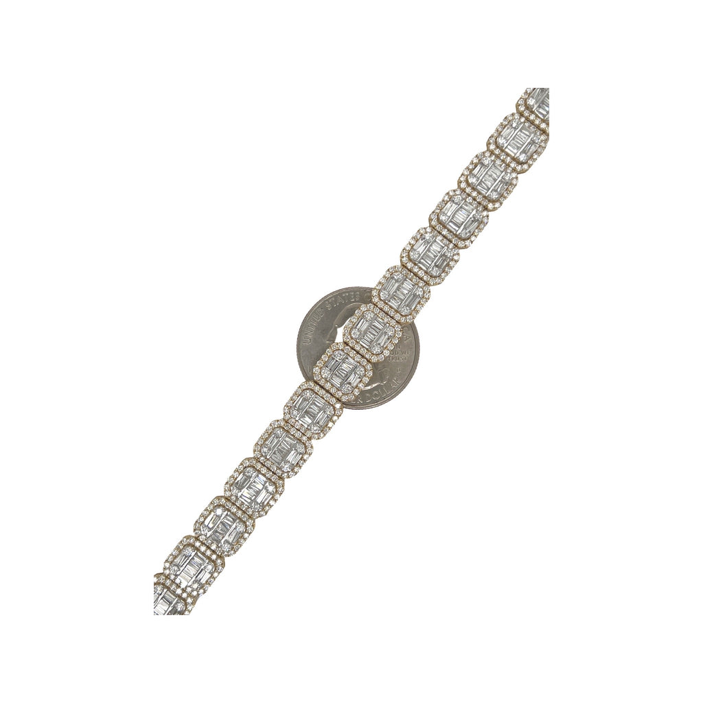 10K Yellow Gold 10MM Square Link Tennis Baguette Diamond Bracelet 9.31 CT 8.5"