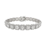 10K White Gold 10MM Square Link Tennis Baguette Diamond Bracelet 9.31 CT 8.5"