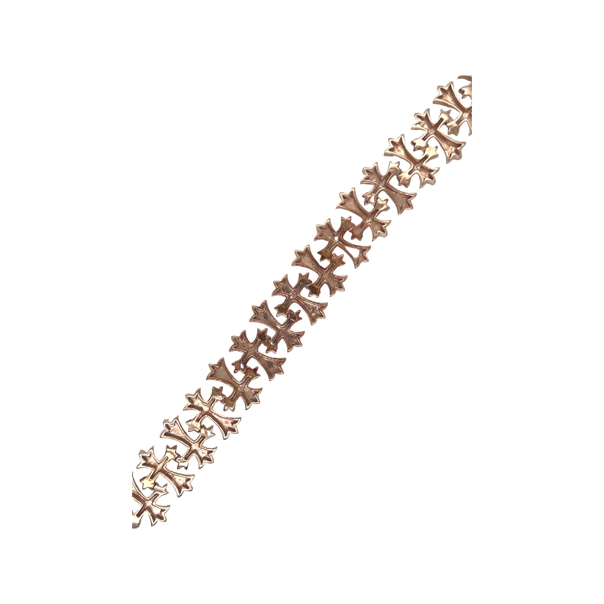 10K Rose Gold 15MM Designer Chrom Heart Cross Diamond Bracelet 5.81 CT 8.25"