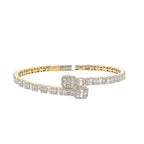 10K Yellow Gold Designer Baguette Diamond Bangle Bracelet 6.76 CT 8.5"