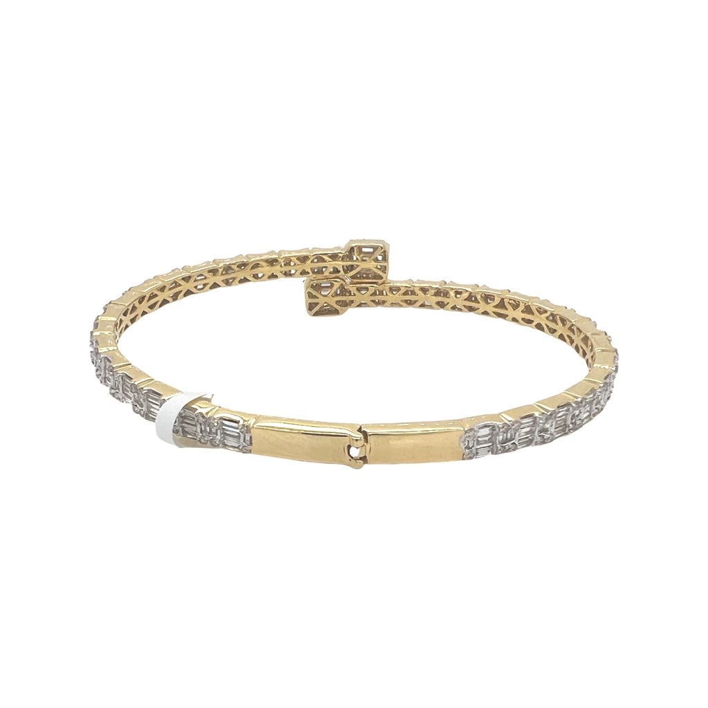 10K Yellow Gold Designer Baguette Diamond Bangle Bracelet 6.76 CT 8.5"