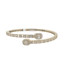 Load image into Gallery viewer, 10K Yellow Gold Designer Baguette Diamond Bangle Bracelet 2.6 CT 7.5&quot;
