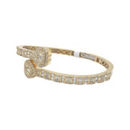 10K Yellow Gold Designer Heart Baguette Diamond Bangle Bracelet 2.53 CT 7"