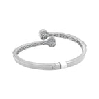 10K White Gold Designer Heart Baguette Diamond Bangle Bracelet 2.53 CT 7"