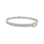 10K White Gold Baguette Diamond Bangle Bracelet 2.15 CT 7.5"
