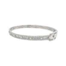 Load image into Gallery viewer, 10K White Gold Baguette Diamond Bangle Bracelet 2.15 CT 7.5&quot;
