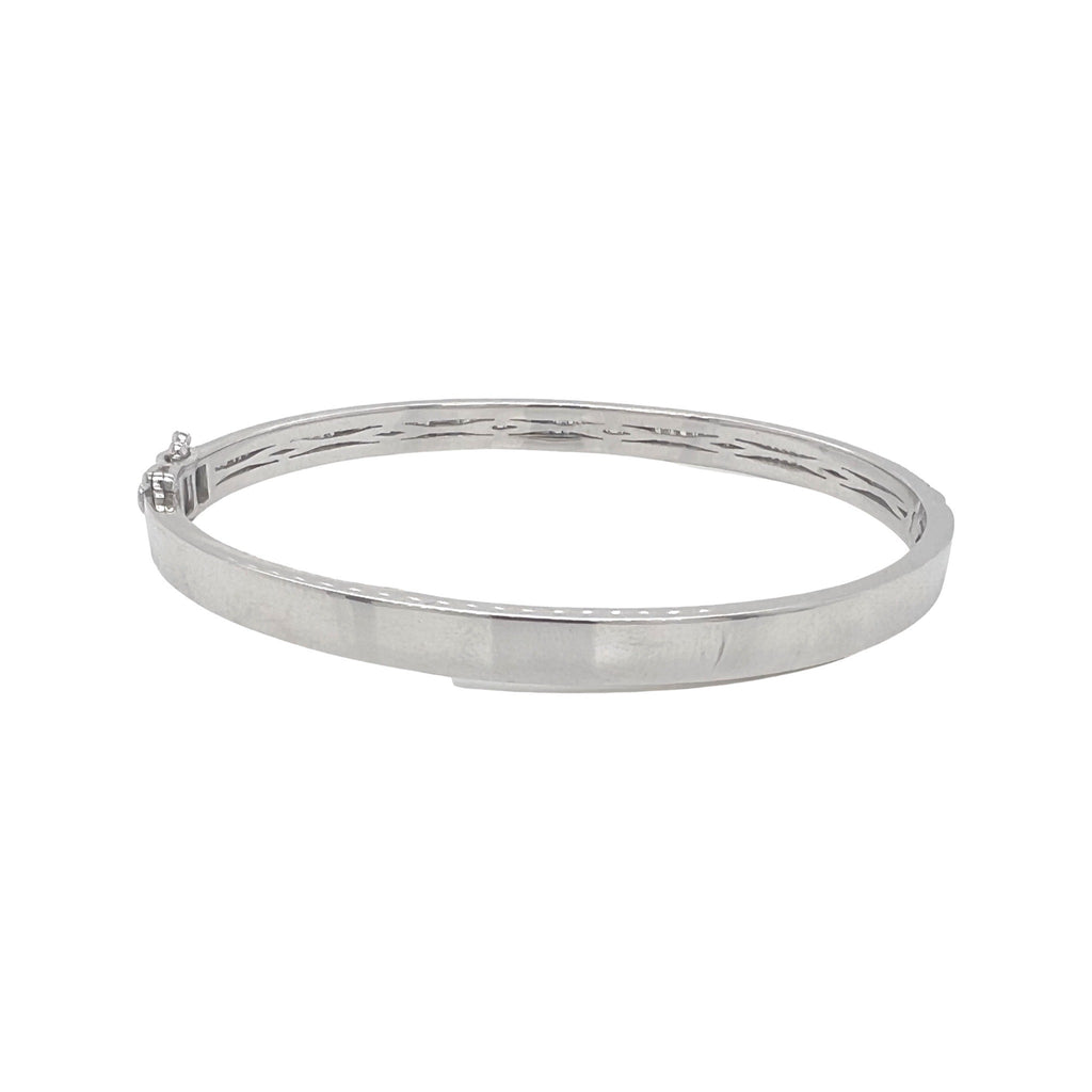 10K White Gold Baguette Diamond Bangle Bracelet 2.15 CT 7.5"