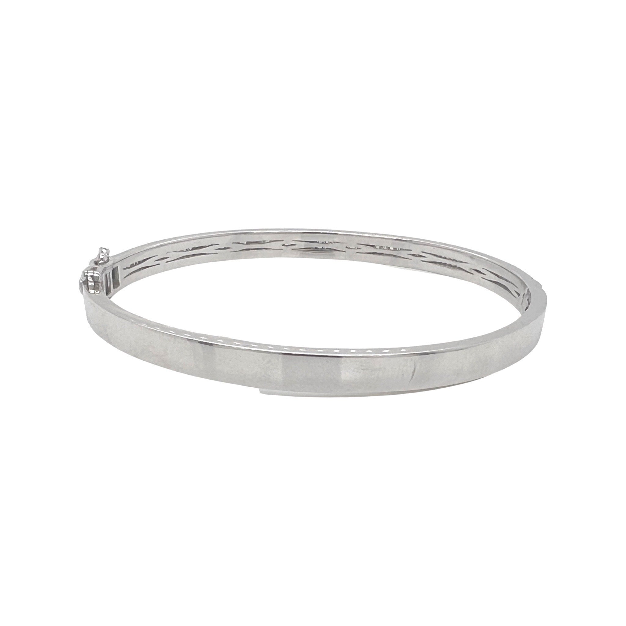 10K White Gold Baguette Diamond Bangle Bracelet 2.15 CT 7.5"