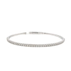 14K White Gold 2.5MM 1 Row Flex Diamond Bangle Bracelet 1.0 CT 7.5"