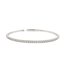 Load image into Gallery viewer, 14K White Gold 2.5MM 1 Row Flex Diamond Bangle Bracelet 1.0 CT 7.5&quot;
