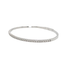 Load image into Gallery viewer, 14K White Gold 2.5MM 1 Row Flex Diamond Bangle Bracelet 1.0 CT 7.5&quot;
