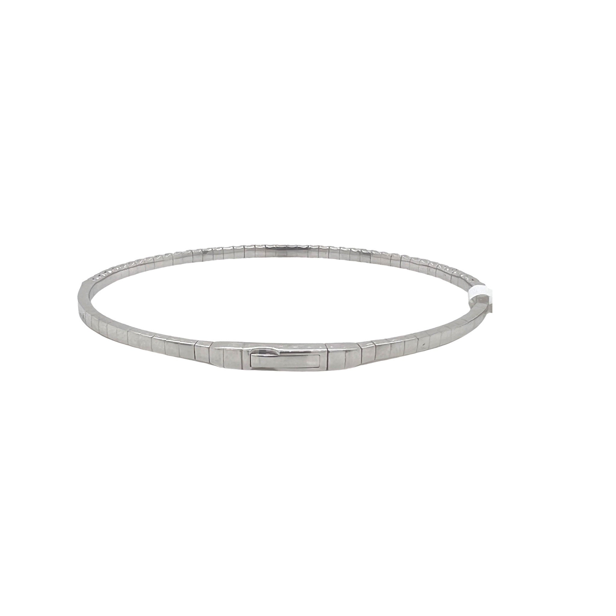 14K White Gold 2.5MM 1 Row Flex Diamond Bangle Bracelet 1.0 CT 7.5"