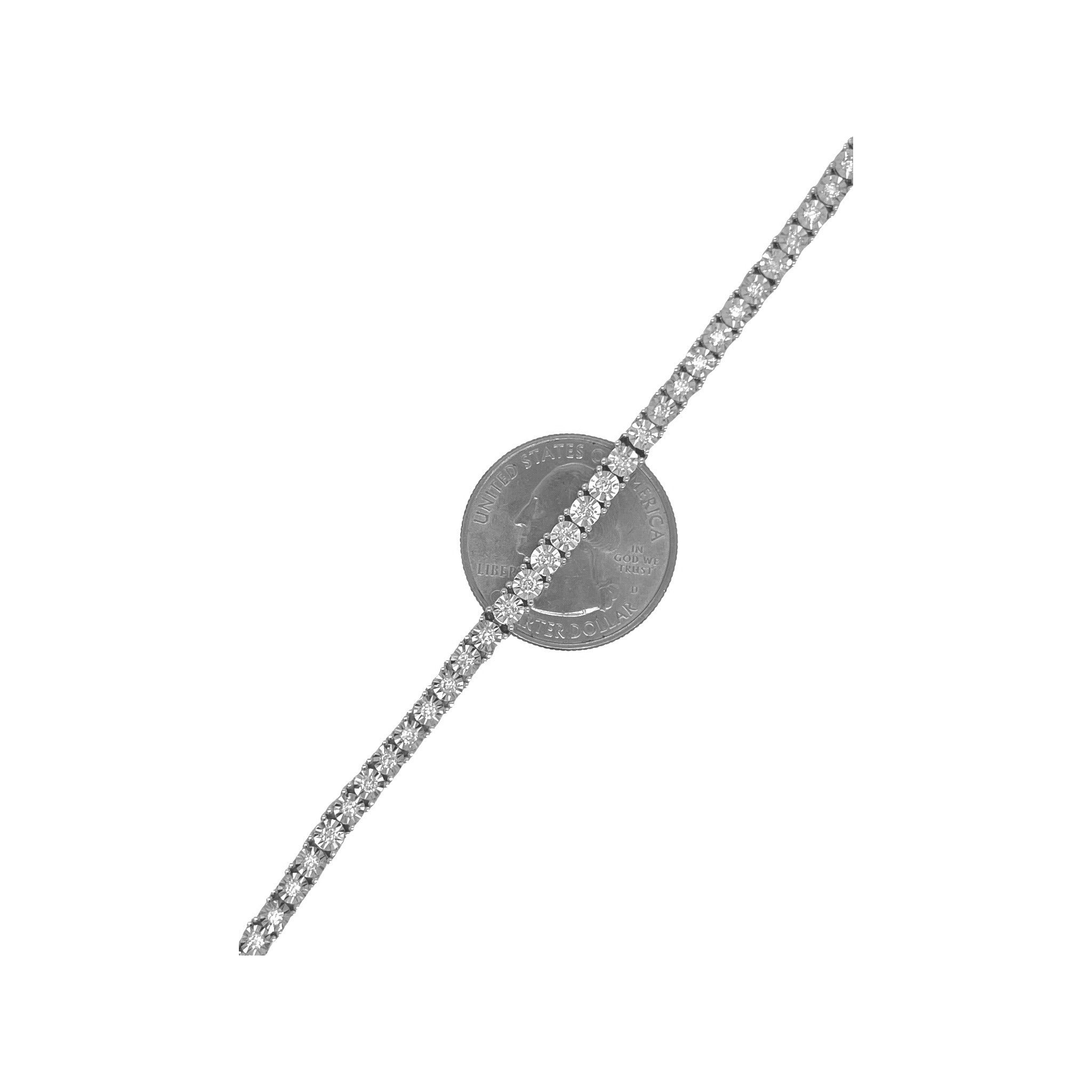 10K White Gold 4MM Miracle 1 Row Tennis Diamond Bracelet 1.59 CT 8.5"