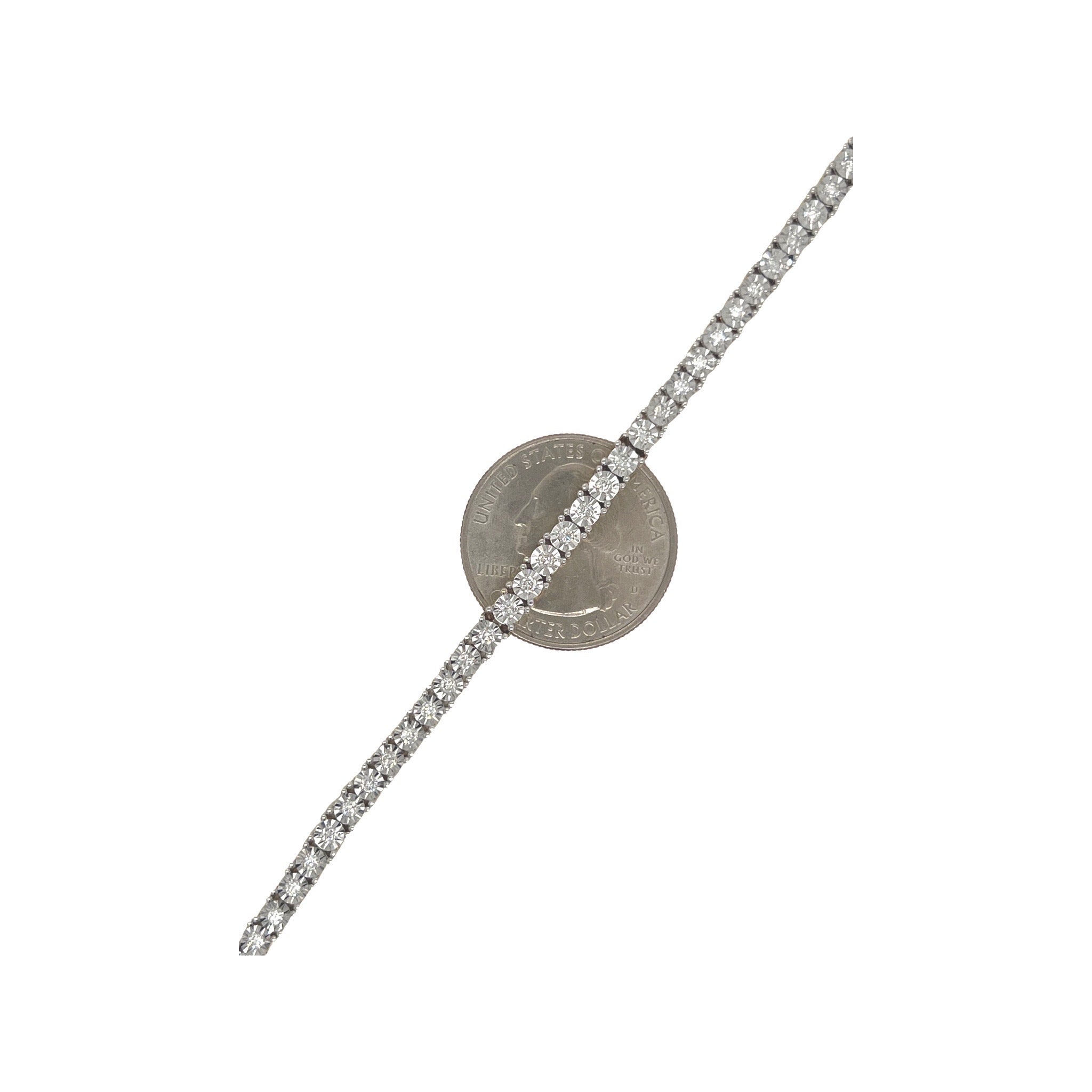 10K Yellow Gold 4MM Miracle 1 Row Tennis Diamond Bracelet 1.59 CT 8.5"