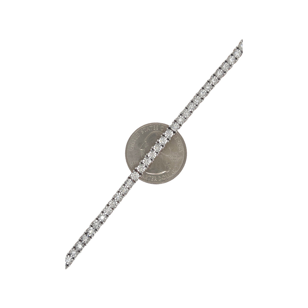 10K Rose Gold 4MM Miracle 1 Row Tennis Diamond Bracelet 1.53 CT 8.25"
