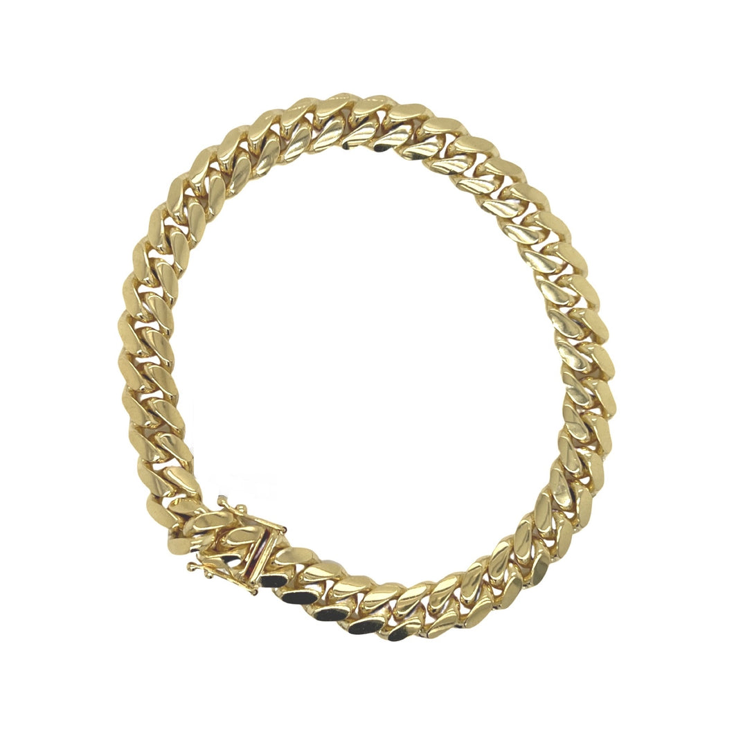 Solid 10K Yellow Gold 8MM Miami Cuban Bracelet 9