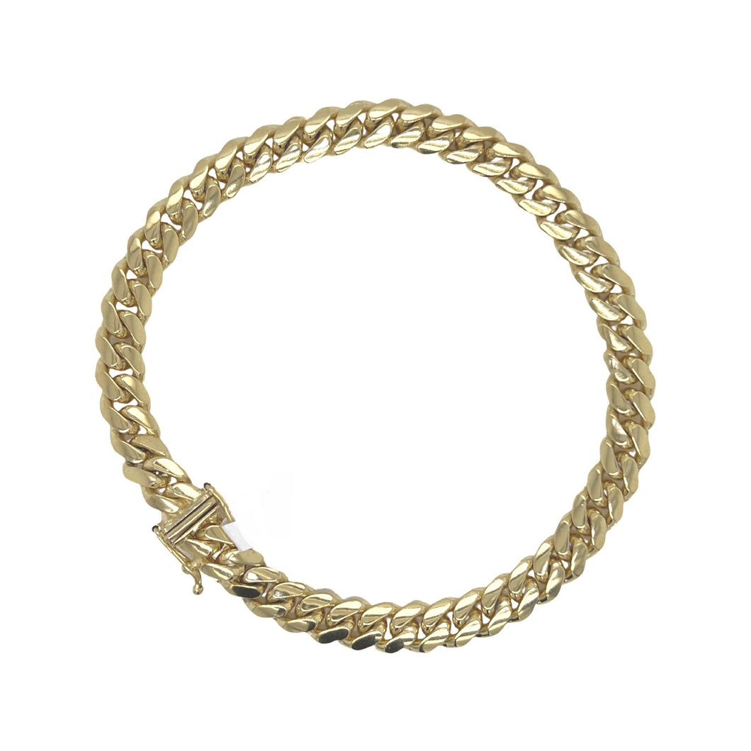 Solid 10K Yellow Gold 7MM Miami Cuban Bracelet 9