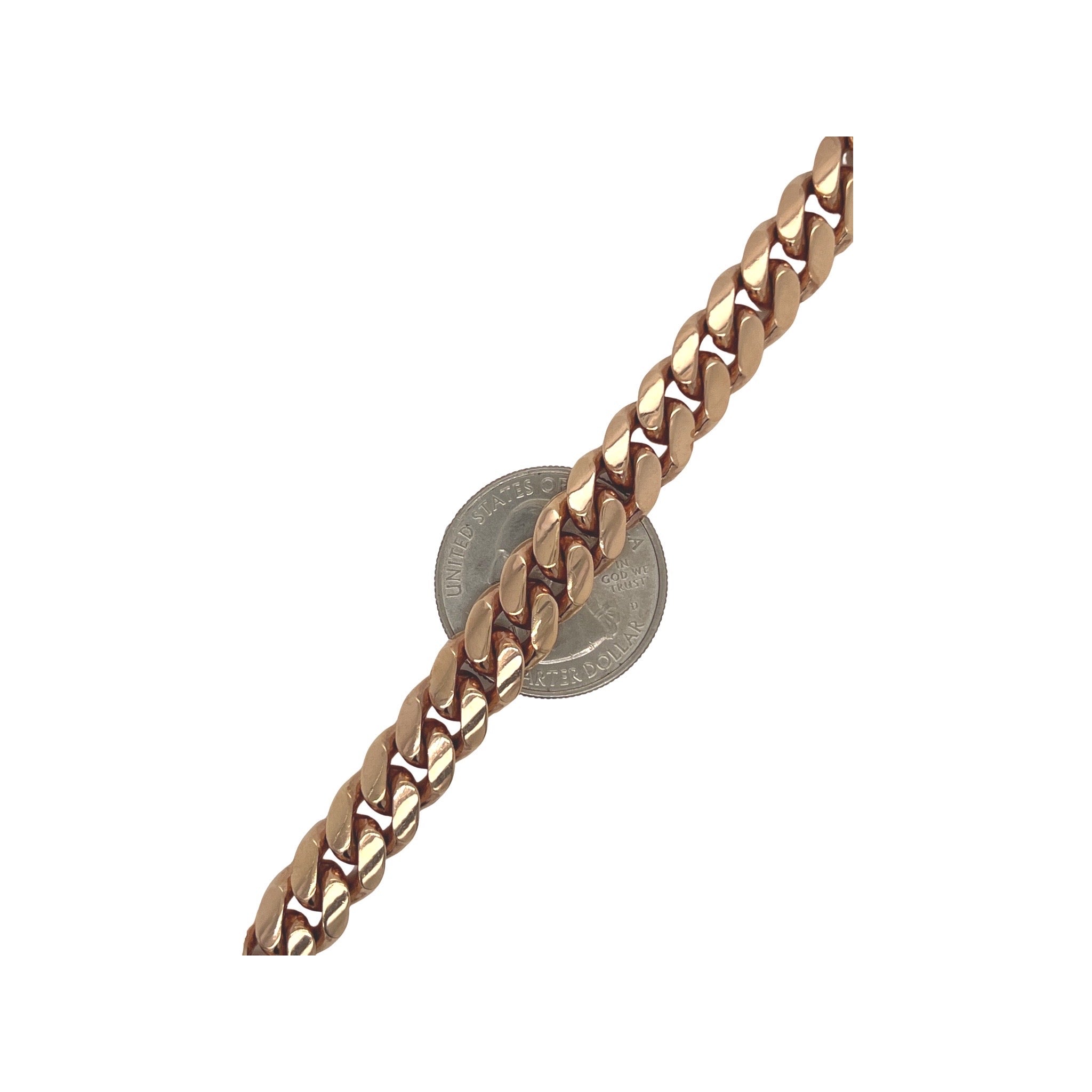 Solid 10K Rose Gold 9MM Miami Cuban Bracelet 7.5"