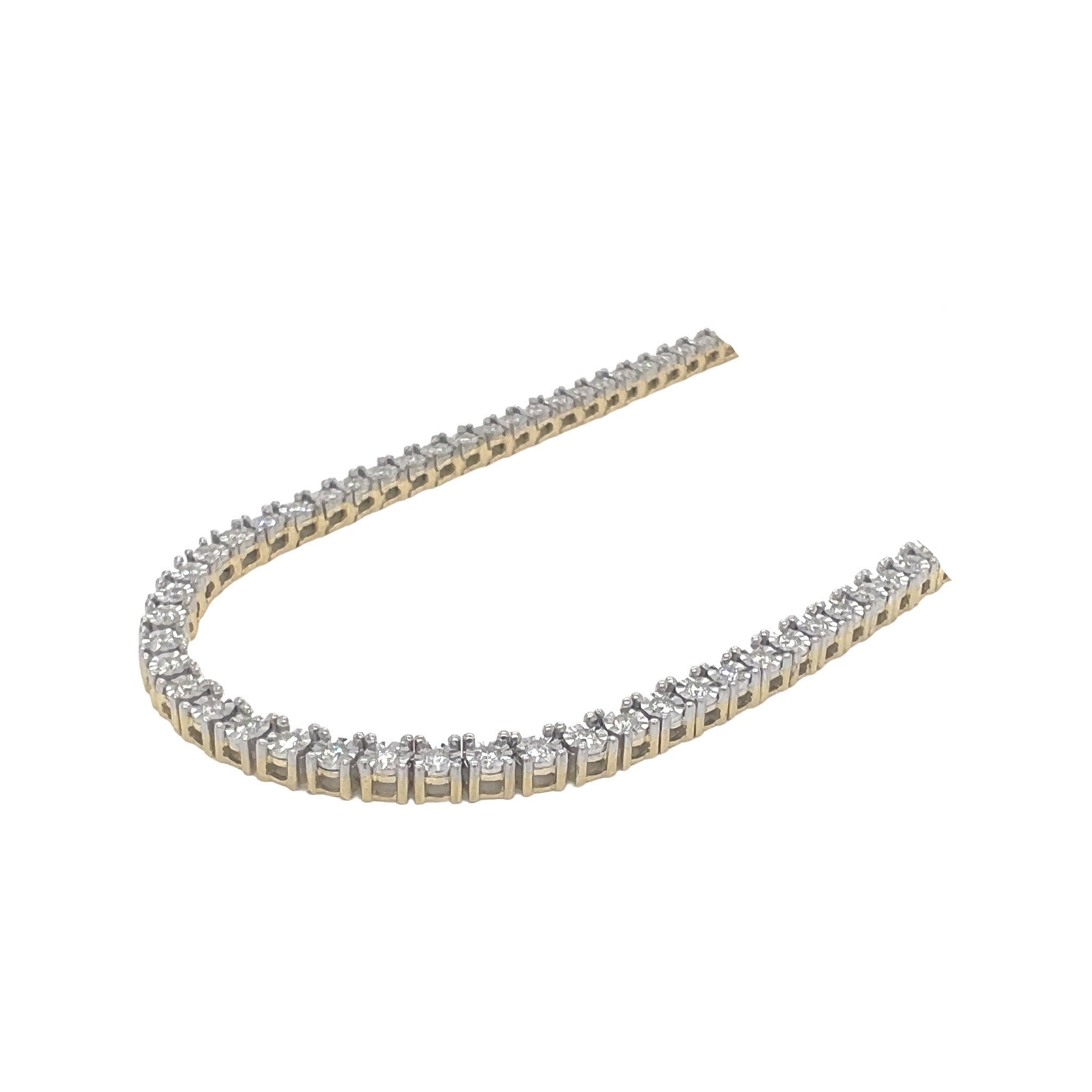 10K Yellow Gold 4MM 1 Row Miracle Tennis Diamond Chain 18-26"