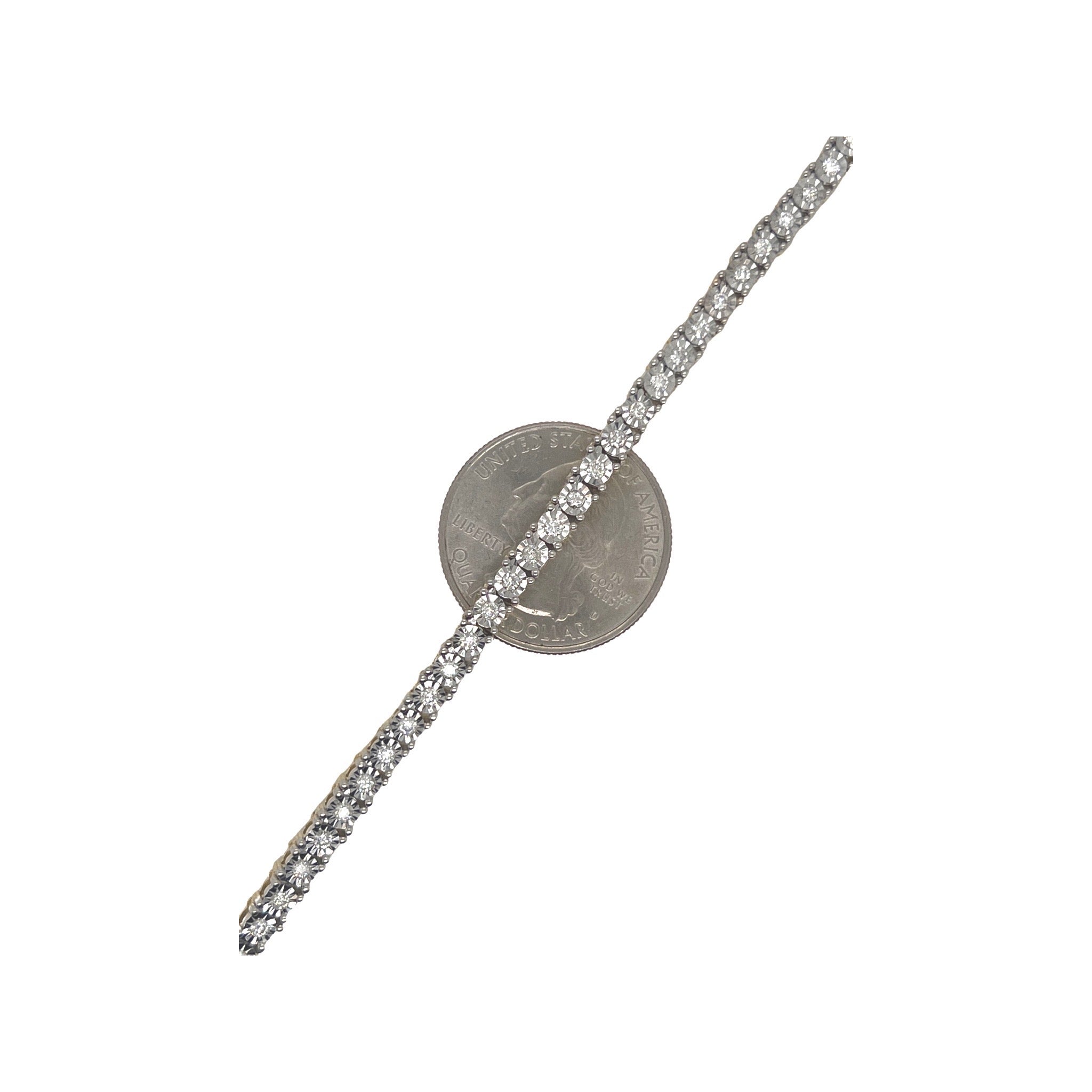 10K Yellow Gold 4MM 1 Row Miracle Tennis Diamond Chain 18-26"