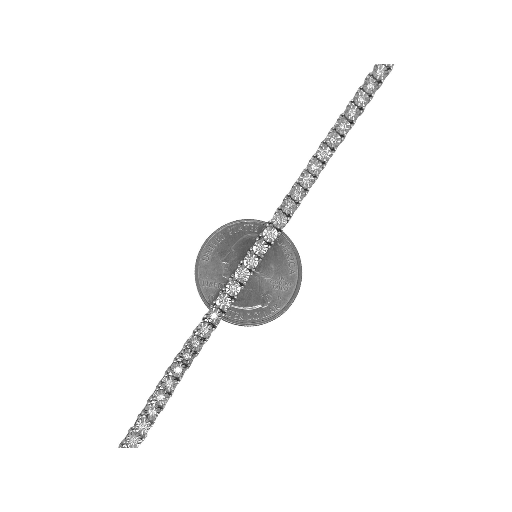 10K White Gold 4MM 1 Row Miracle Tennis Diamond Chain 18-26"