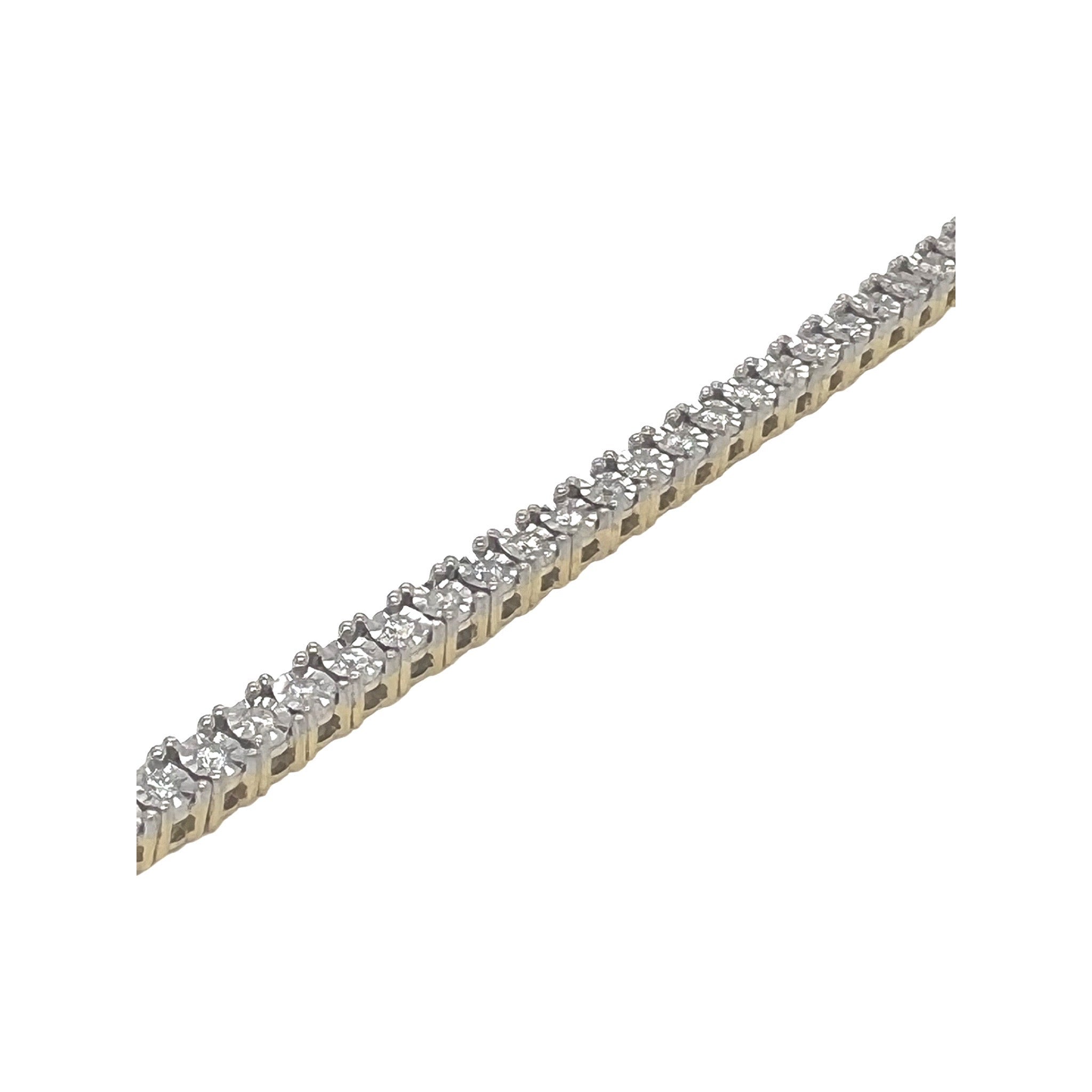 10K Yellow Gold 4MM 1 Row Miracle Tennis Diamond Chain 18-26"