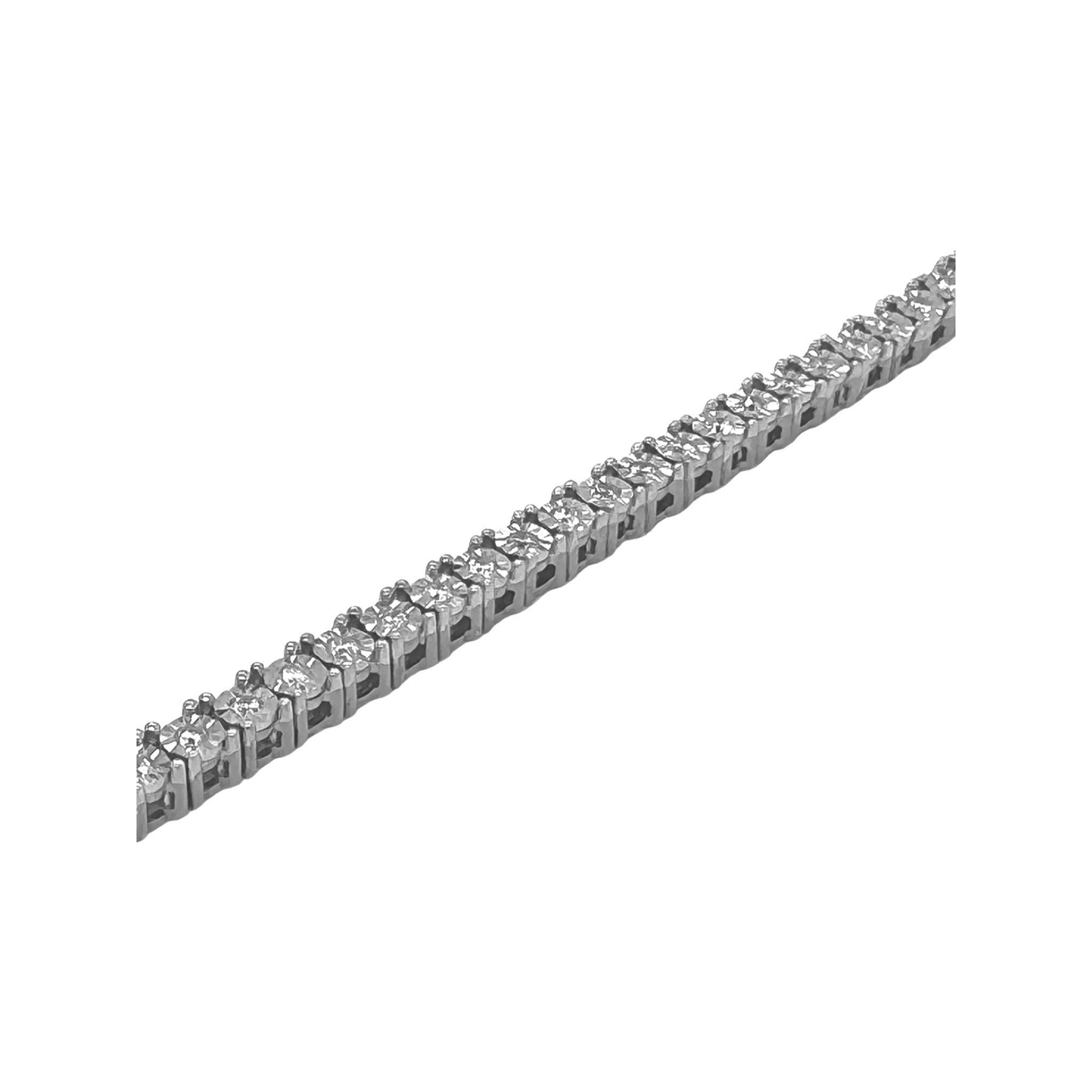 10K White Gold 4MM 1 Row Miracle Tennis Diamond Chain 18-26"