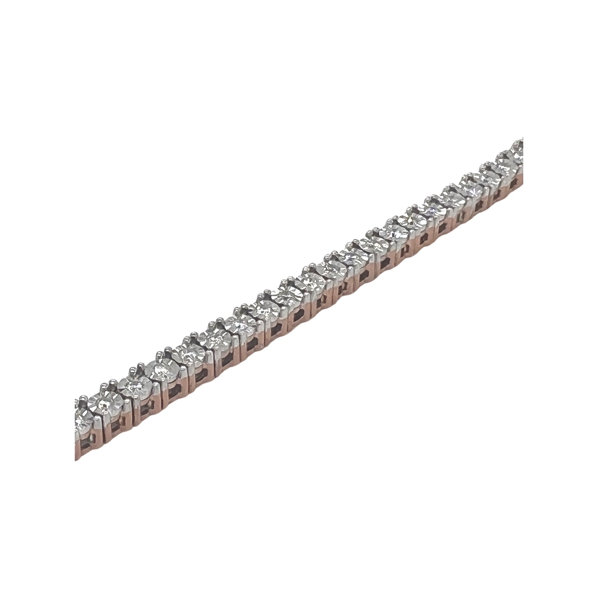 10K Rose Gold 4MM 1 Row Miracle Tennis Diamond Chain 18-26"