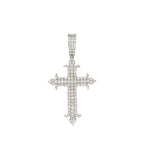 14K White Gold Designer Diamond Cross Pendant 2.35 CT 2.1"